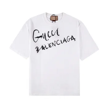 大人気!グッチ×バレンシアガ ロゴ Tシャツ 偽物 ホワイト guo12364