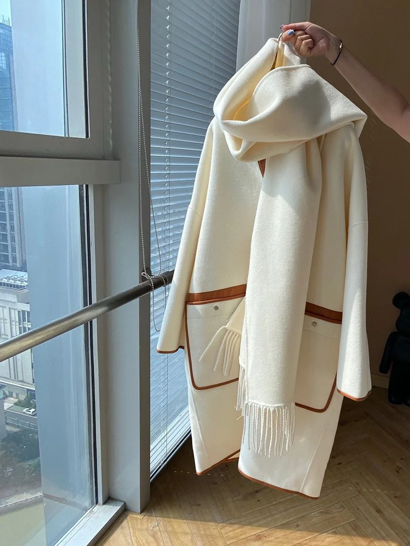 21AW新作 エルメス 2021FW 雑誌掲載 コート カシミヤ ノーカラー 偽物ブラウン era05924