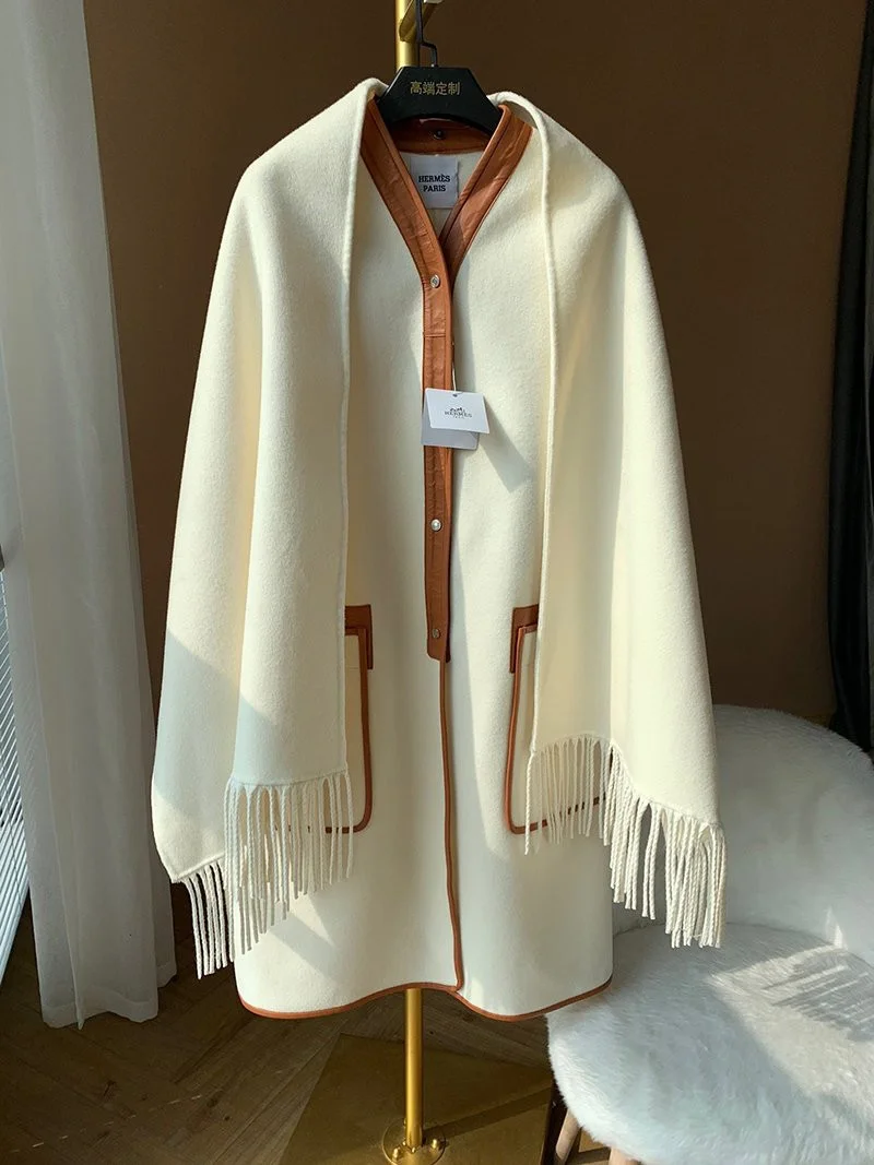 21AW新作 エルメス 2021FW 雑誌掲載 コート カシミヤ ノーカラー 偽物ブラウン era05924