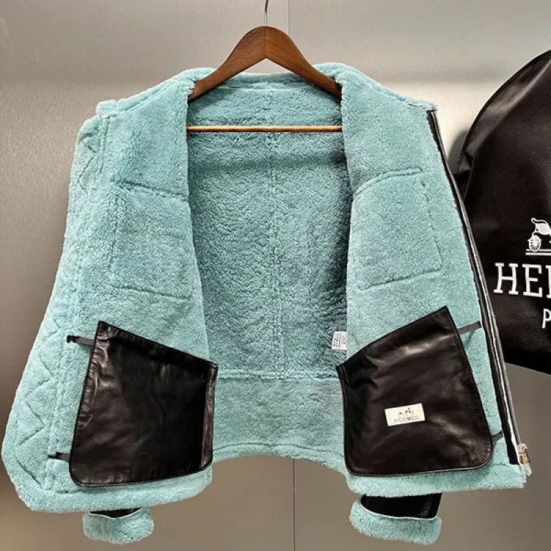 エルメスブランド アビエイター風レザージャケット 偽物 erh34841