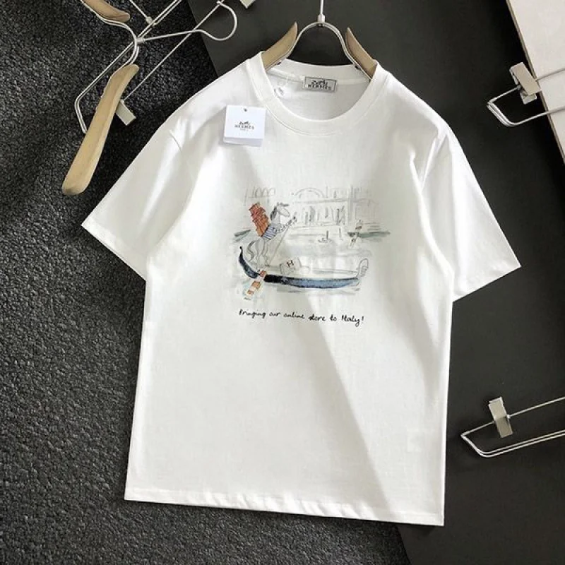 超希少!エルメス 半袖 Tシャツ 偽物 H刺繍 コットン erq96470