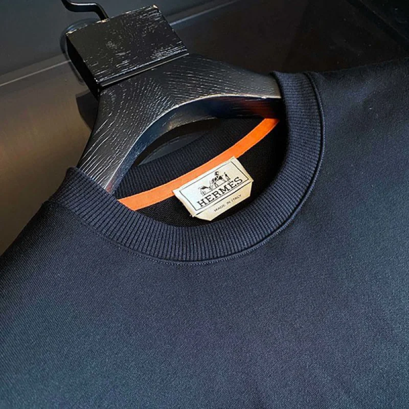 エルメス 偽物 ラウンドネック レザー パッチ スウェットシャツ err99585