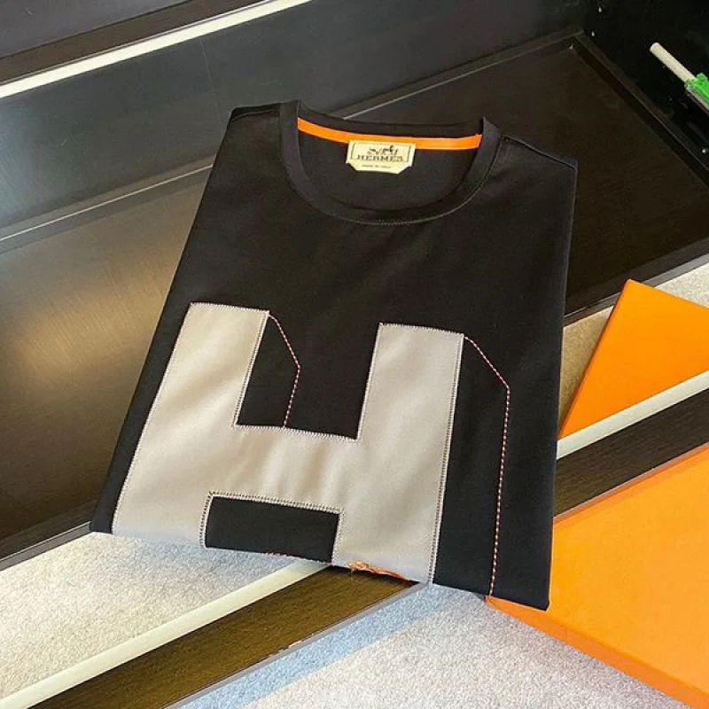 送料込エルメス ポケット刺繍入りストレートカットTシャツ コピー erv73113