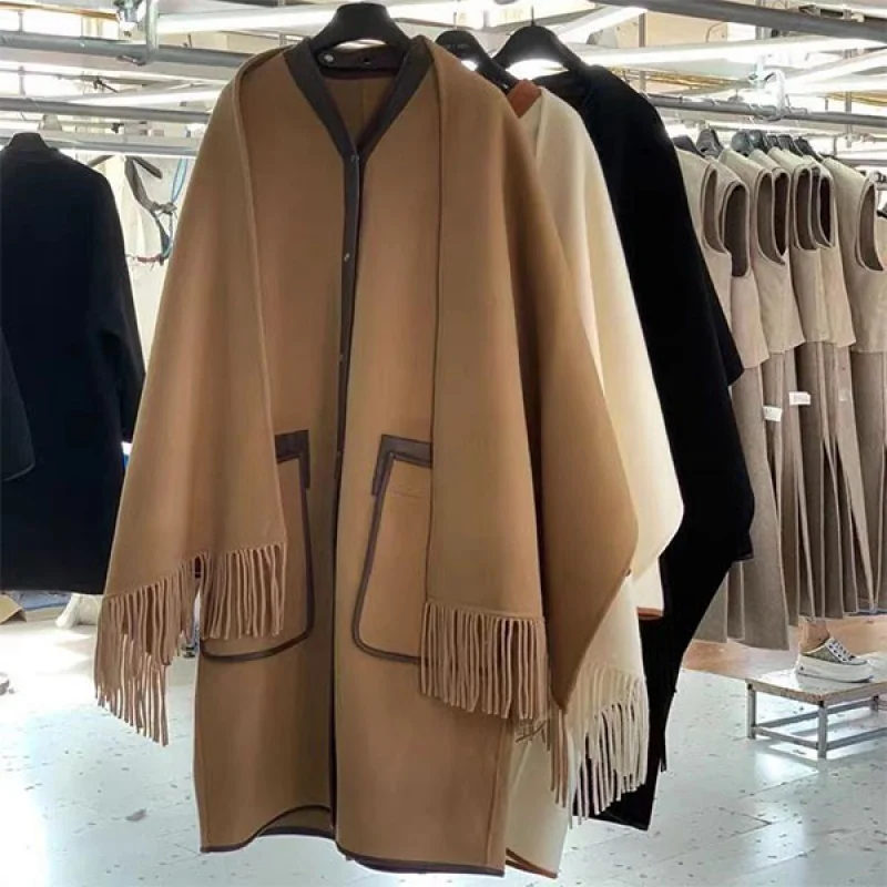 【日本未発売】エルメス 2021FW 雑誌掲載 コート カシミヤ ノーカラー コピー ブラウン erx03258