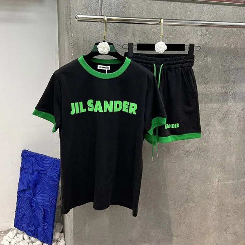 ジルサンダー コットン ロゴTシャツ コピー 上下セット 2色 Jig38561