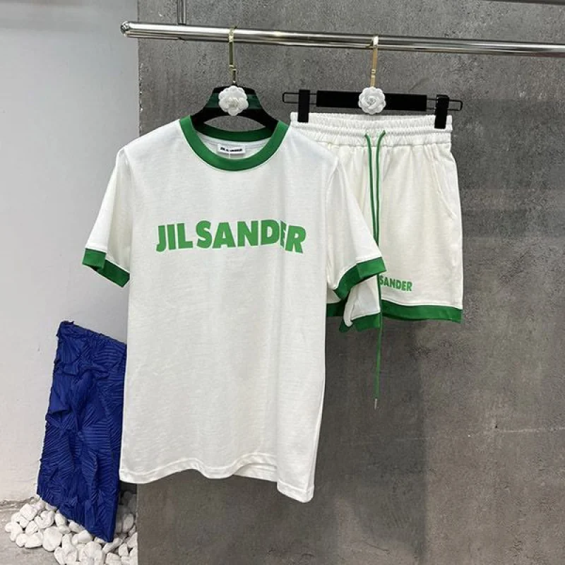 ジルサンダー コットン ロゴTシャツ コピー 上下セット 2色 Jig38561