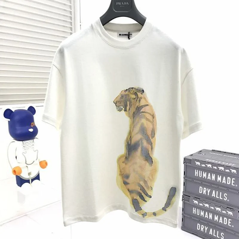 一目惚れ♪ジルサンダー コピー タイガープリントTシャツ アイボリー 2色 Jih95539
