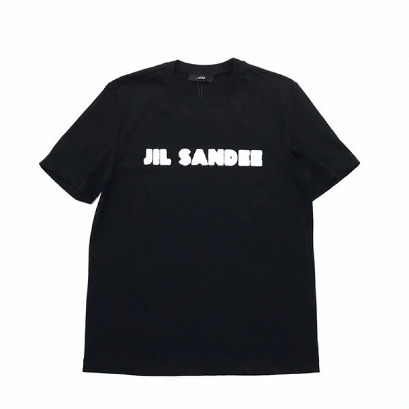 稀少ジルサンダー コピー ロゴプリント入りコットンジャージーTシャツ ブラック Jit98237