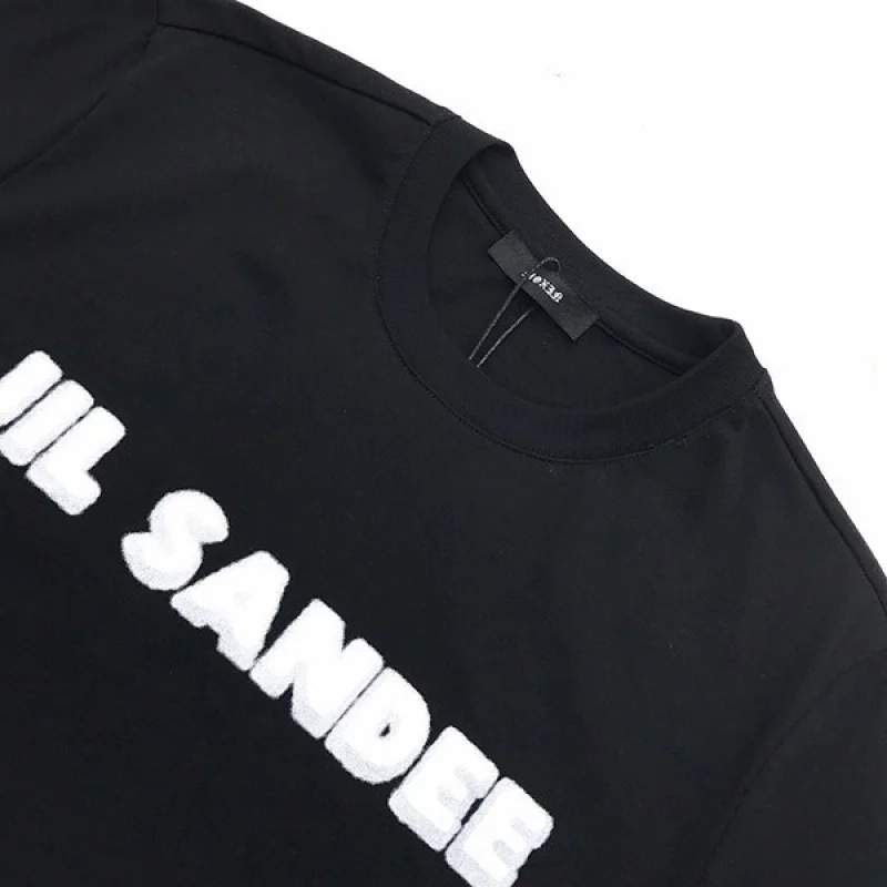 稀少ジルサンダー コピー ロゴプリント入りコットンジャージーTシャツ ブラック Jit98237
