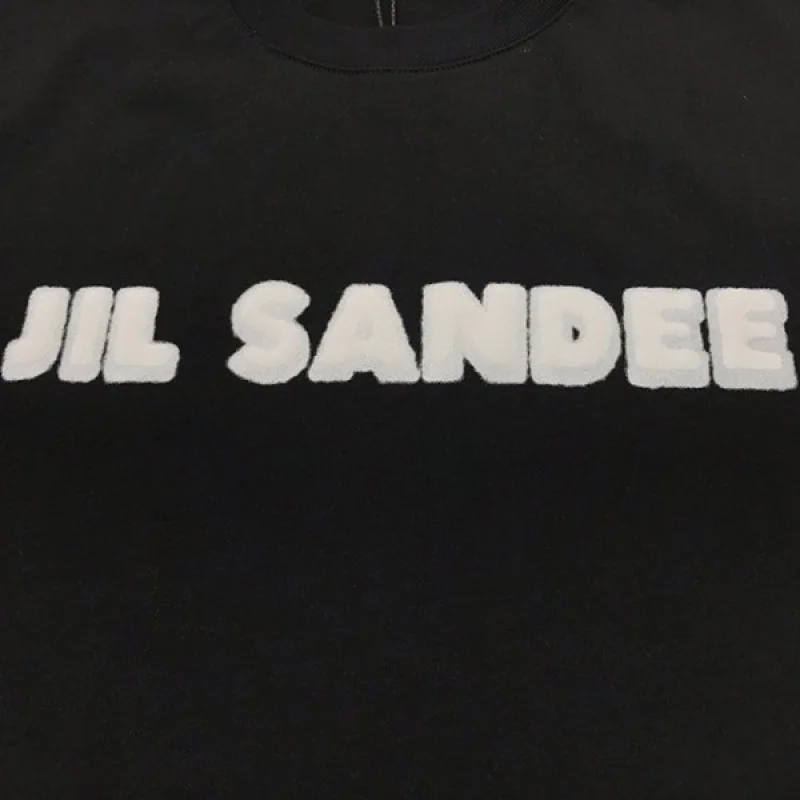 稀少ジルサンダー コピー ロゴプリント入りコットンジャージーTシャツ ブラック Jit98237
