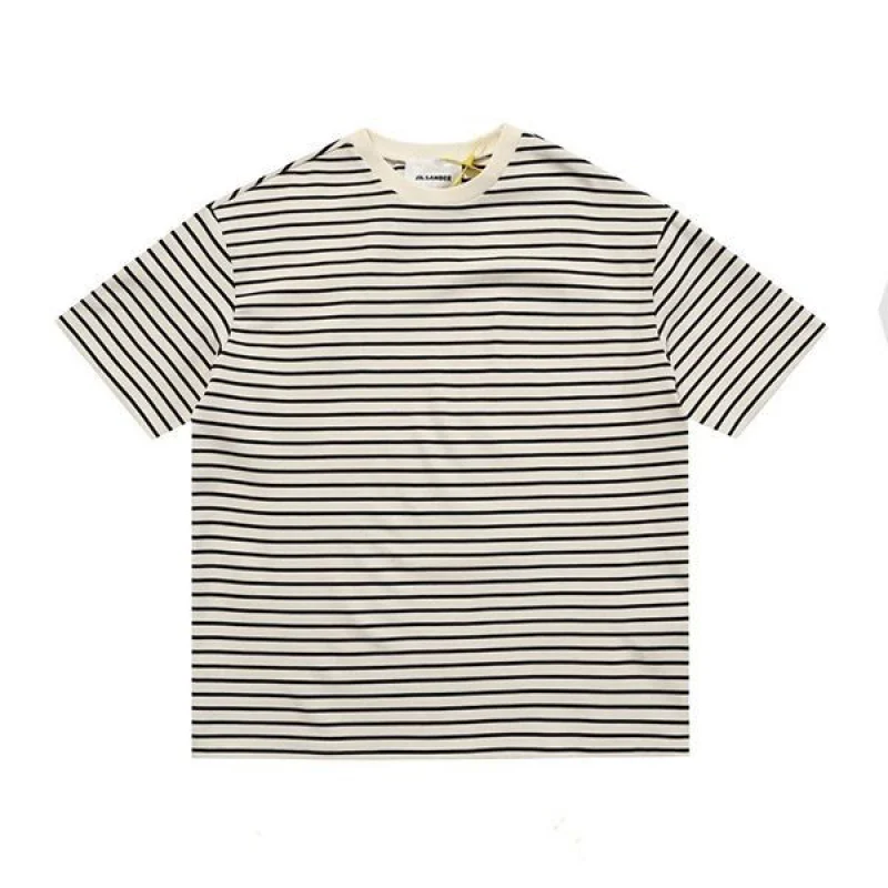大人気《ジルサンダー コピー》半袖ストライプTシャツ★バックロゴ入り Jiy97640