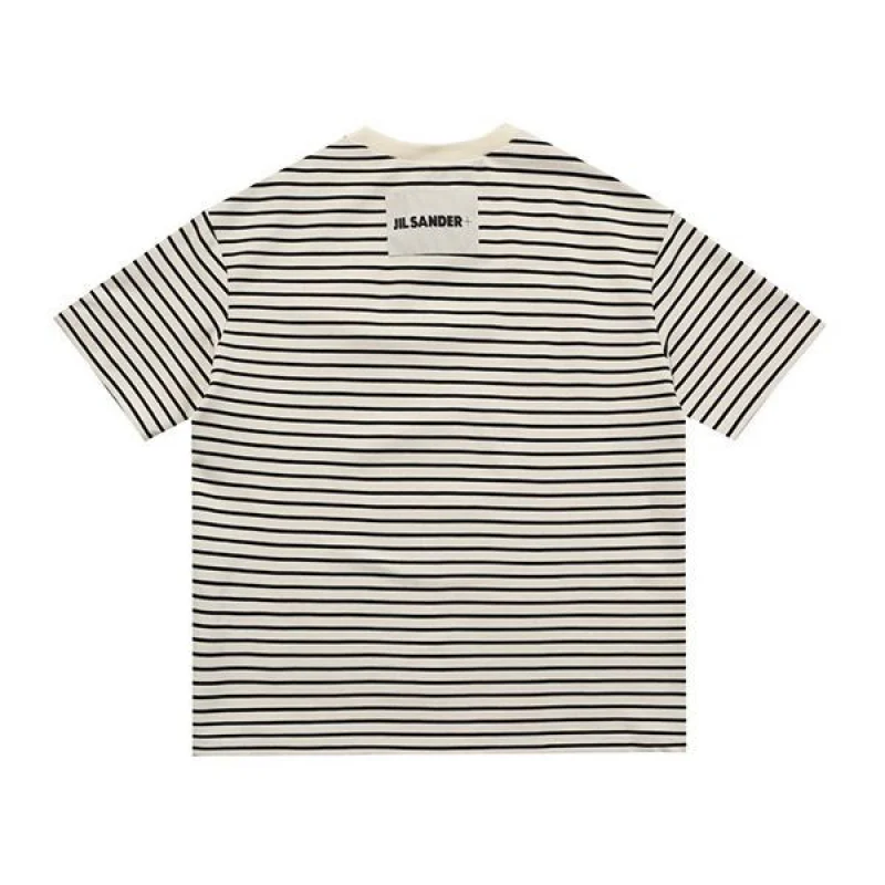 大人気《ジルサンダー コピー》半袖ストライプTシャツ★バックロゴ入り Jiy97640