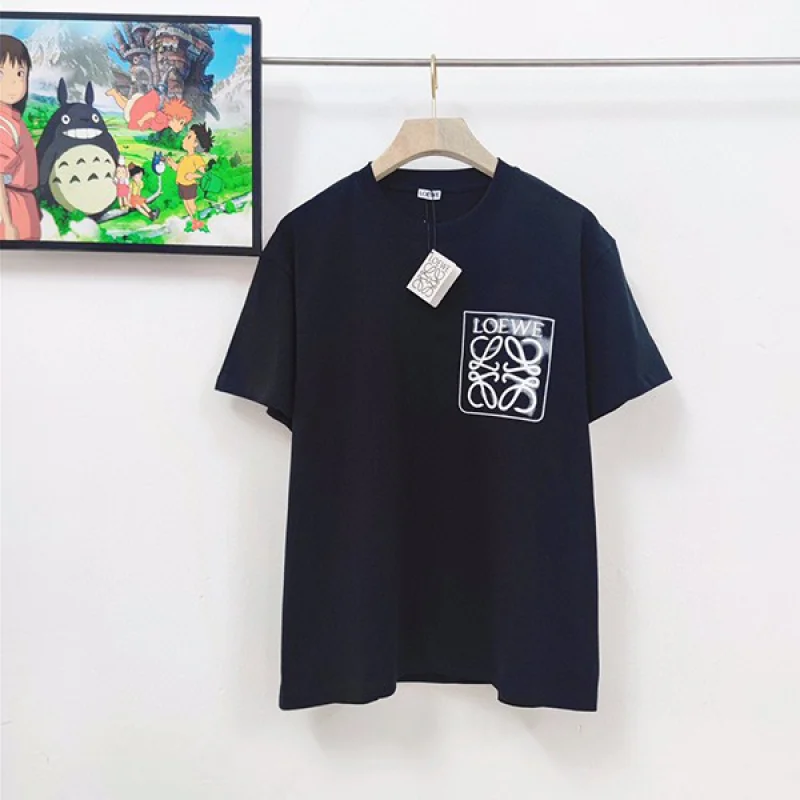 ロエベ☆アナグラム フェイクポケット ロゴ コットン 半袖Tシャツ コピー H526Y22X25