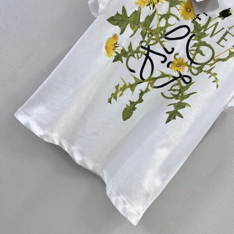 ロエべ アナグラム コットン フラワー ティー刺しゅう Tシャツ コピー H526Y22X70