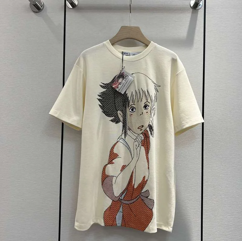 一目惚れ♪ロエベ 偽物 千尋 オーバーサイズ エンブロイダリー Tシャツ (ヘンプ＆コットン)S928Y22X01