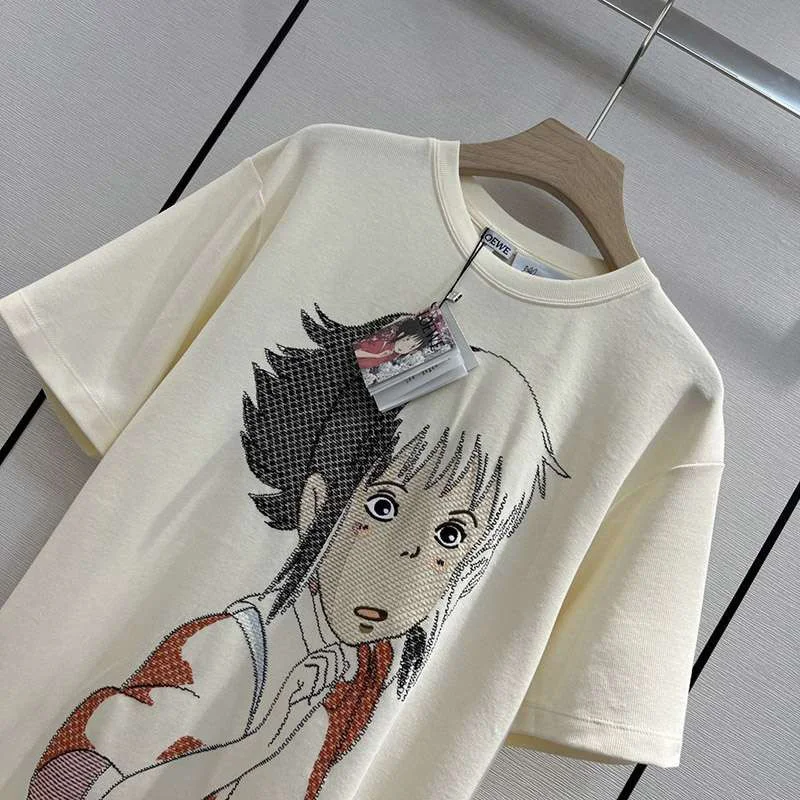 一目惚れ♪ロエベ 偽物 千尋 オーバーサイズ エンブロイダリー Tシャツ (ヘンプ＆コットン)S928Y22X01