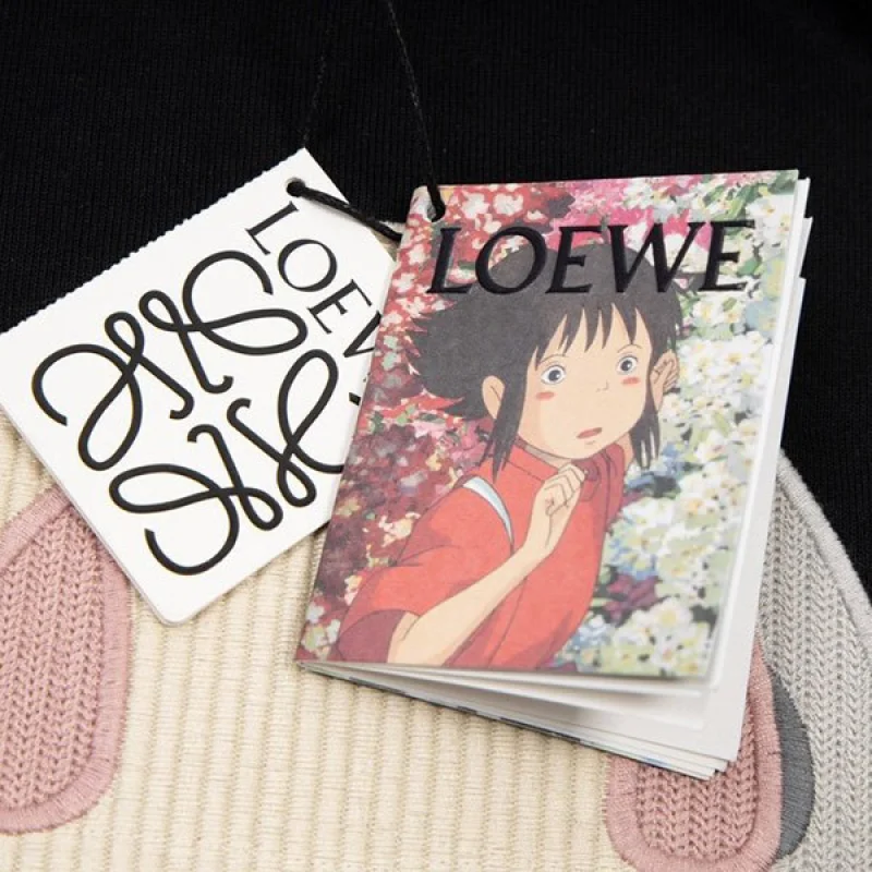 ロエベ カオナシのリブ刺繍スウェット 偽物 lob35674