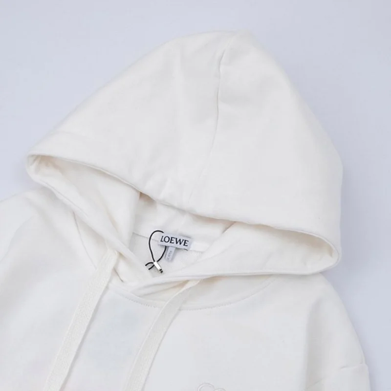 ロエベ ネオン ロゴ刺繍入りパーカー 偽物 ホワイト lob83820