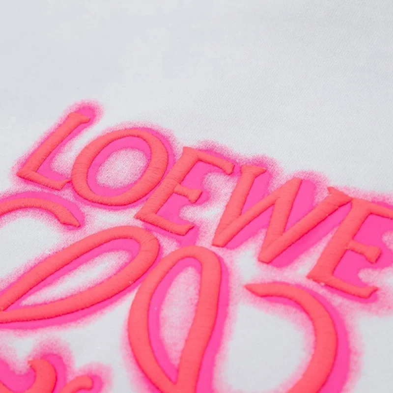 ロエベ ネオン ロゴ刺繍入りパーカー 偽物 ホワイト lob83820