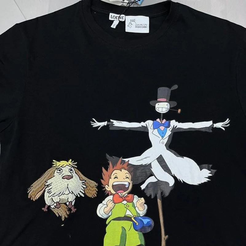 ロエベ×ジブリ ハウルの動く城 Tシャツ 偽物 コットン lod13369