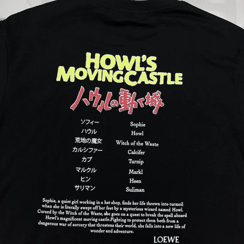 ロエベ×ジブリ ハウルの動く城 Tシャツ 偽物 コットン lod13369