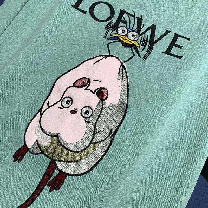 可愛い ロエベ×ジブリ ハエドリ クルーネックTシャツ コピー lom16507