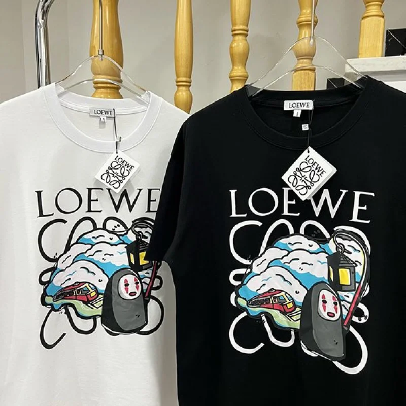新色☆希少 ロエベ 千と千尋の神隠し Tシャツ コピー ブラック/ホワイト loo57295