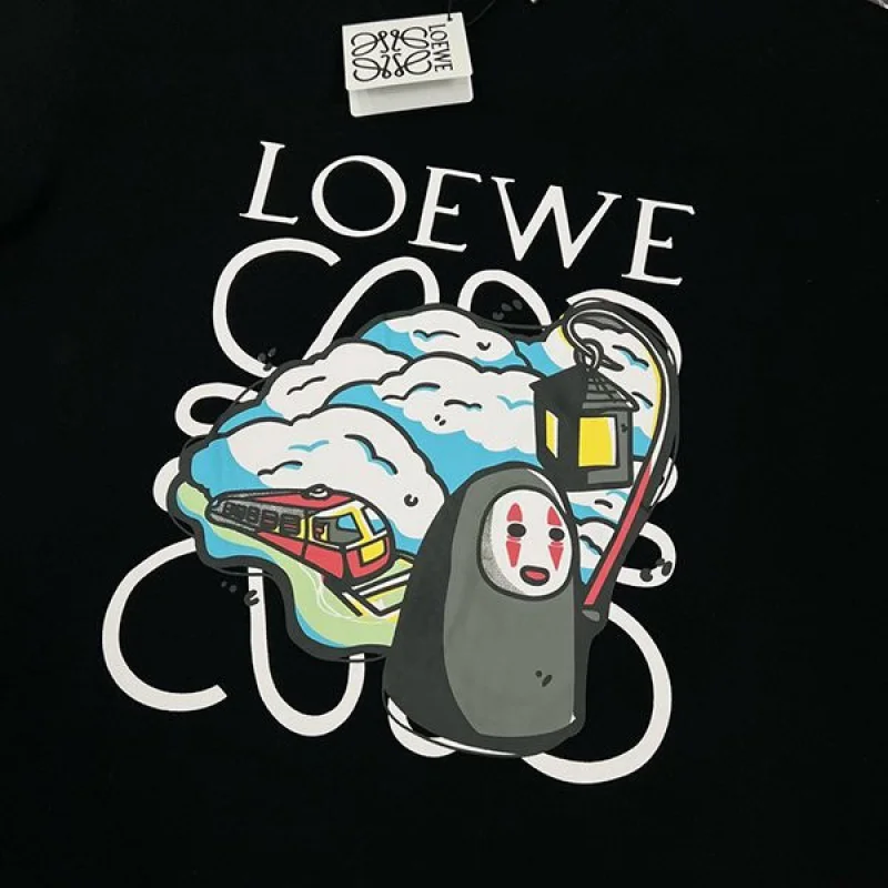 新色☆希少 ロエベ 千と千尋の神隠し Tシャツ コピー ブラック/ホワイト loo57295
