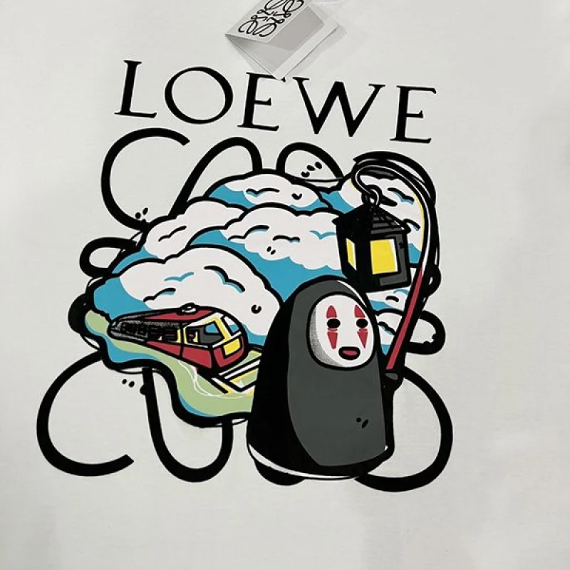 新色☆希少 ロエベ 千と千尋の神隠し Tシャツ コピー ブラック/ホワイト loo57295