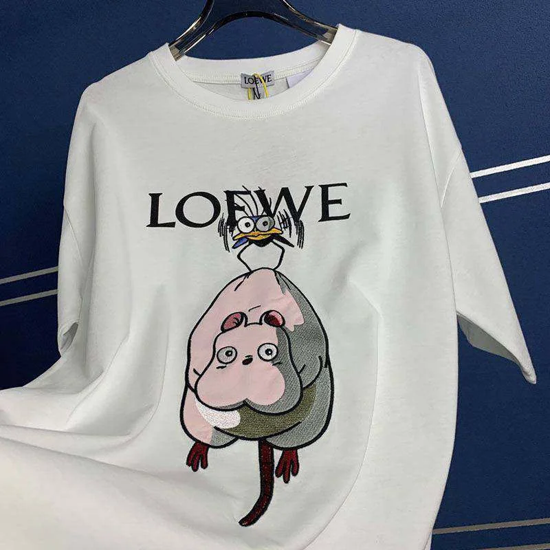 定番 ロエベ×ジブリ 偽物 ハエドリ クルーネックTシャツ loq74201