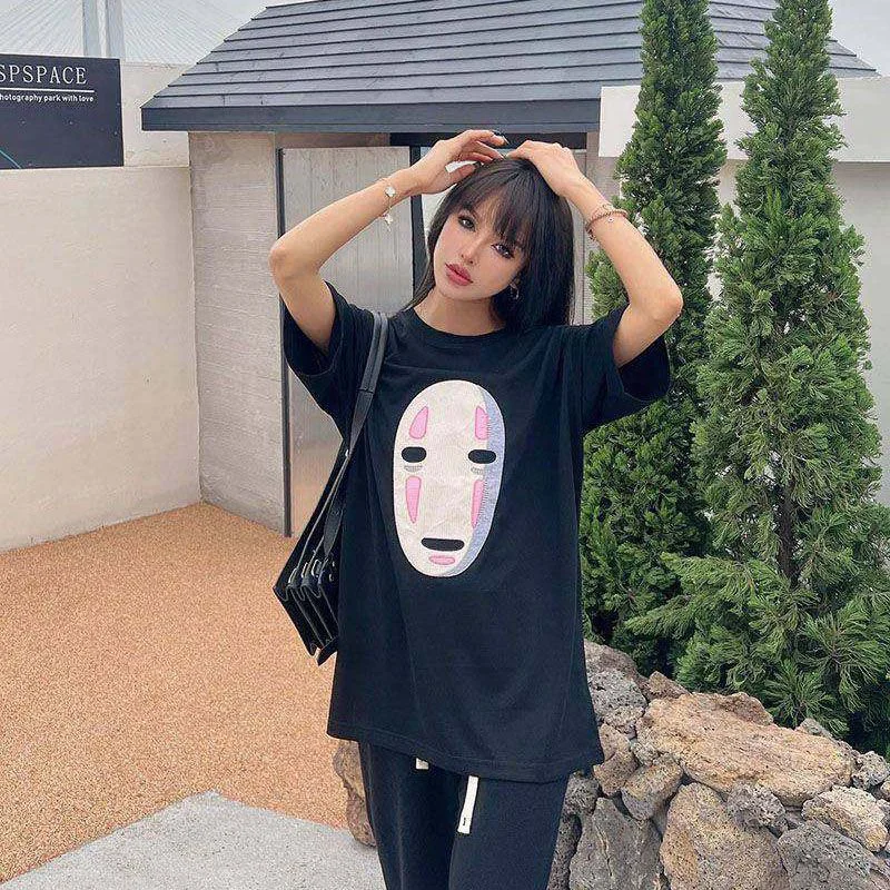 入手困難【ロエベ×スタジオジブリ コピー】カオナシ クルーネック Tシャツ lox58214