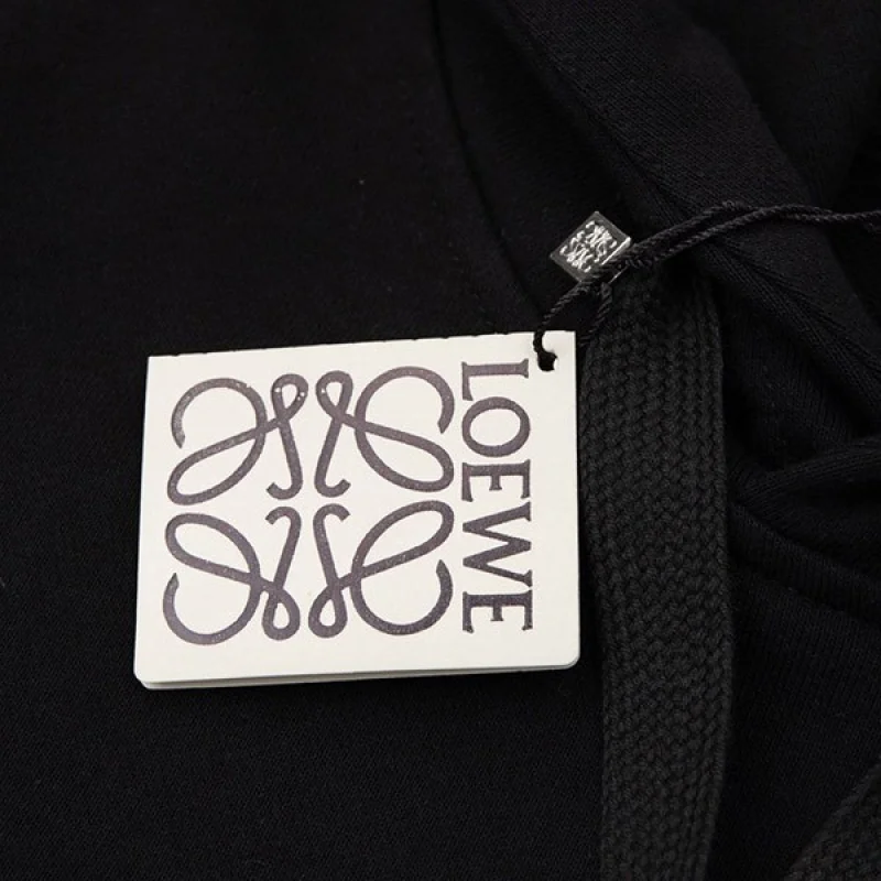 ロエベ ネオン ロゴ刺繍入りパーカー 偽物 ブラック loy17264