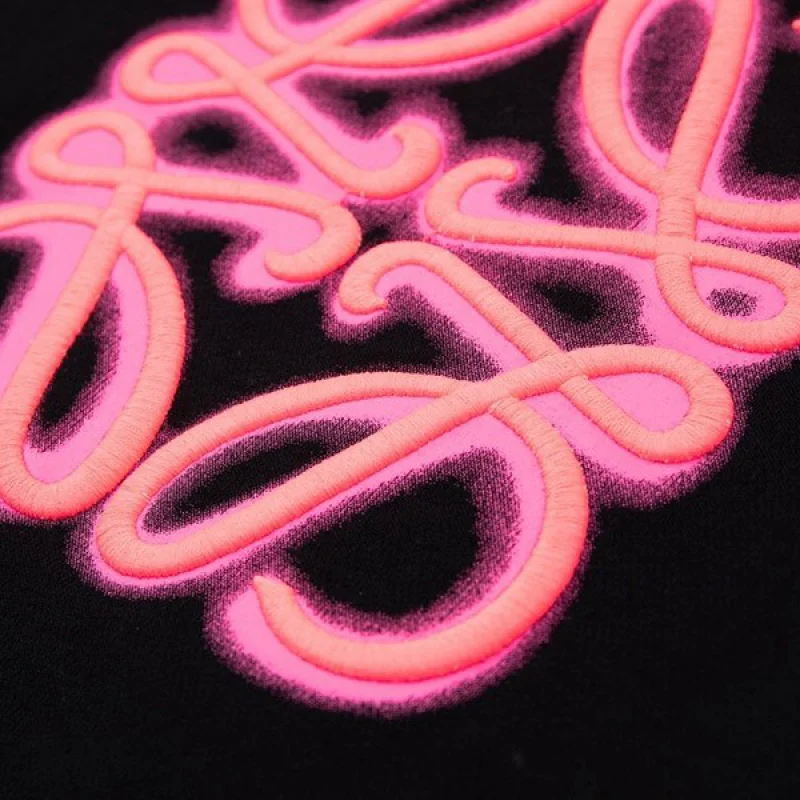 ロエベ ネオン ロゴ刺繍入りパーカー 偽物 ブラック loy17264