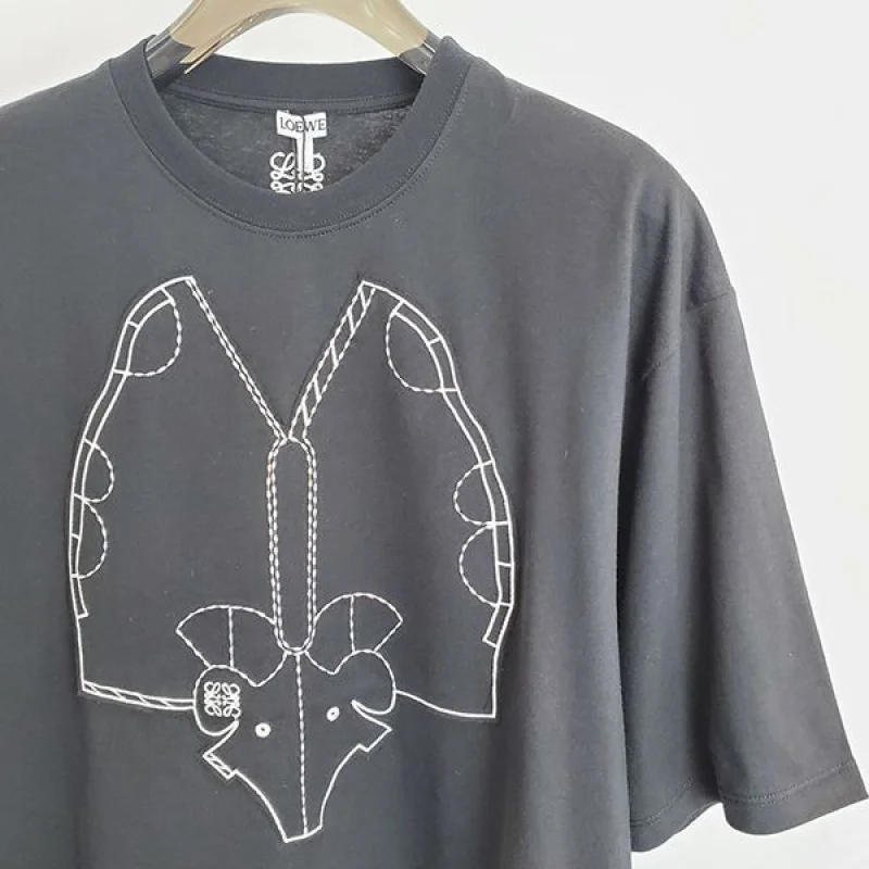 最安値挑戦☆ロエベ★アナグラムバイカラーコットンTシャツ 偽物★ vuy17007