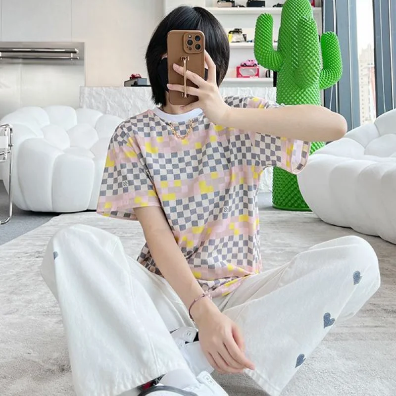 人気No1ルイヴィトン Tシャツ コピー Demier 半袖 ピクセル チェッカーボード 1A9XPQ