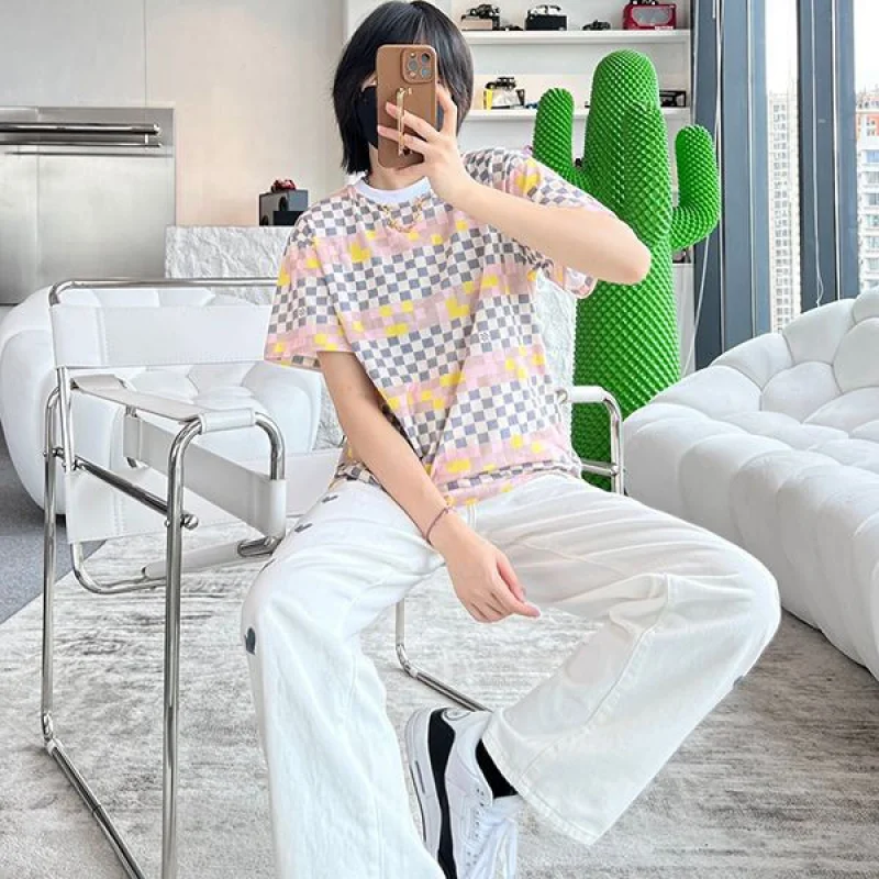 人気No1ルイヴィトン Tシャツ コピー Demier 半袖 ピクセル チェッカーボード 1A9XPQ