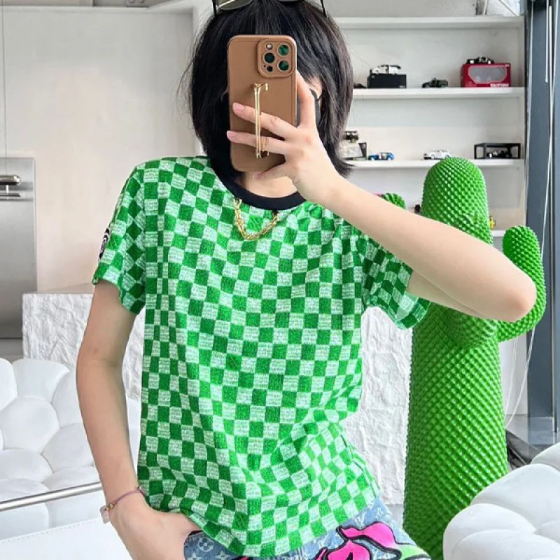 送料込ルイヴィトン Tシャツ 偽物 Demier 半袖 ピクセル チェッカーボード vub64069