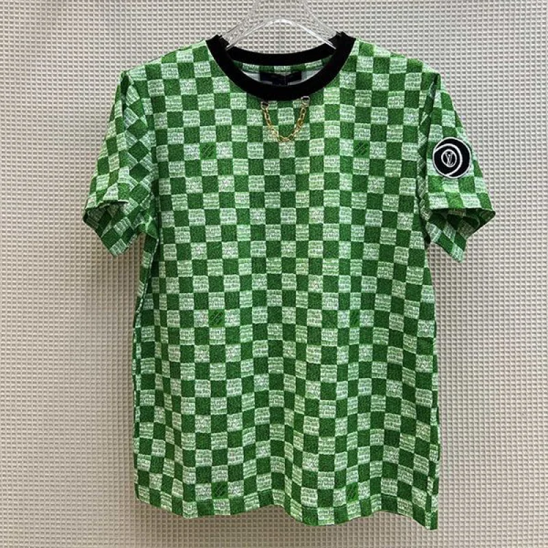 送料込ルイヴィトン Tシャツ 偽物 Demier 半袖 ピクセル チェッカーボード vub64069
