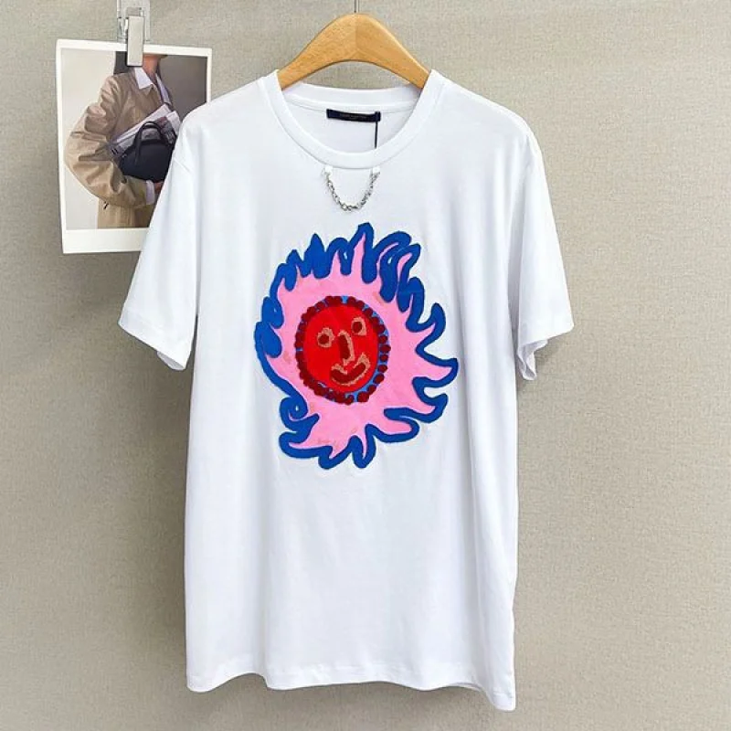 ルイヴィトンコラボ Tシャツ 偽物 トップス 白 半袖 フェイス 1AB869