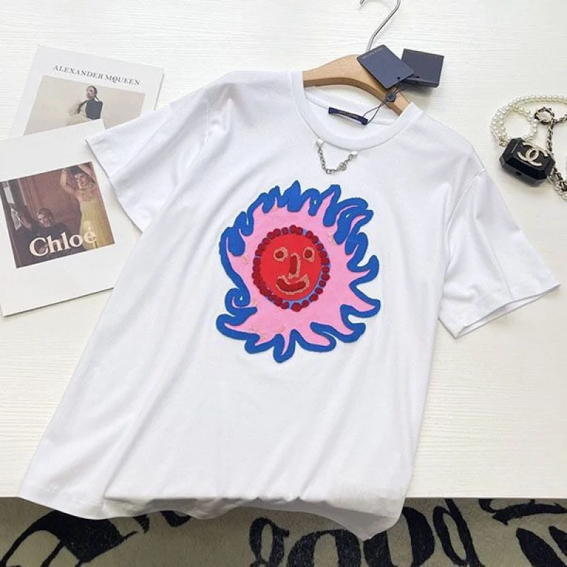 ルイヴィトンコラボ Tシャツ 偽物 トップス 白 半袖 フェイス 1AB869