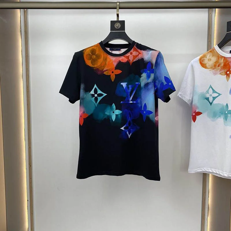 累積売上総額第1位!ルイヴィトン Tシャツ パロディ ウォーターカラーモノグラム☆ロゴ vuj07076