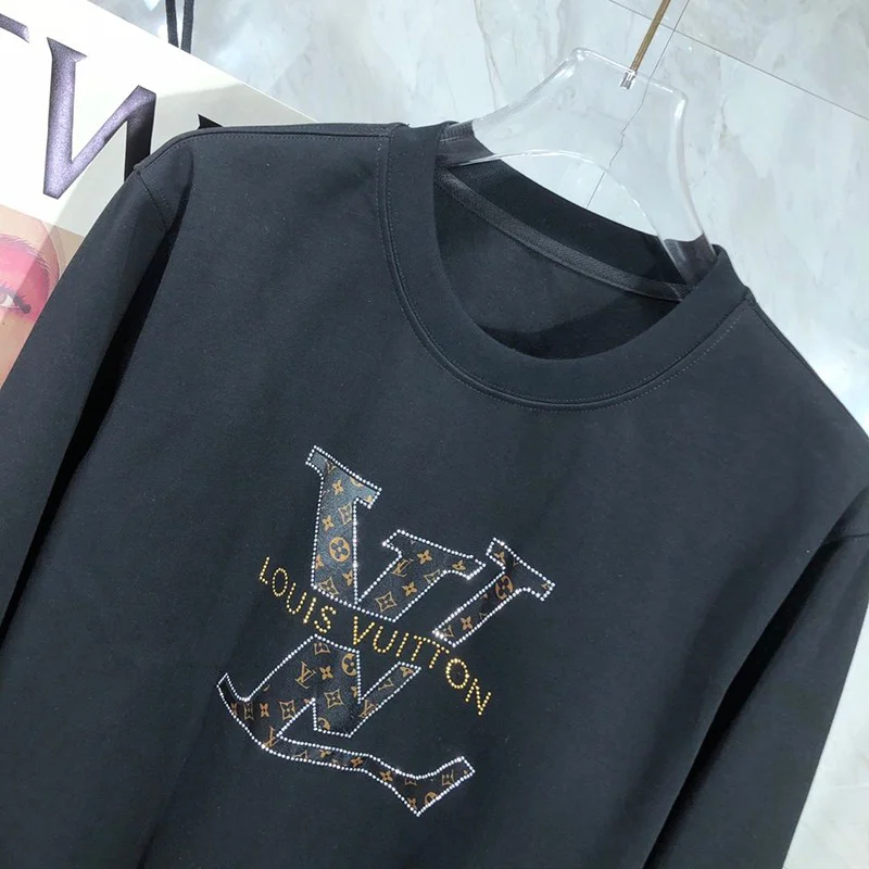最安値挑戦 ルイヴィトン パーカー 偽物☆クルーネック スウェットシャツ ブラック vun03140