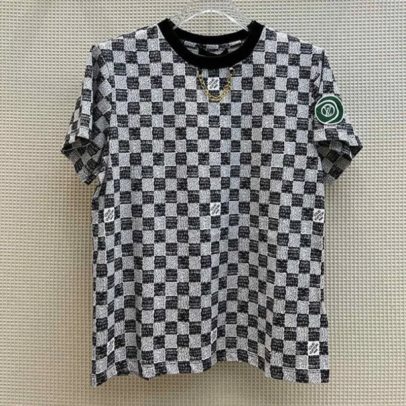 完売必至ルイヴィトン Tシャツ パロディ Demier 半袖 ピクセル チェッカーボード vuo45783
