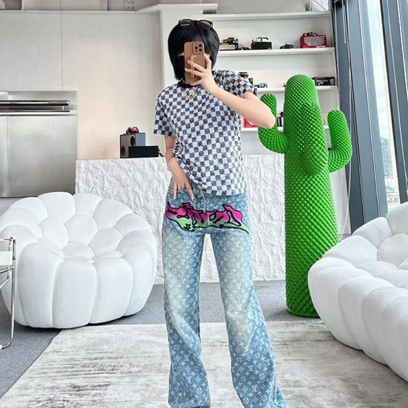 完売必至ルイヴィトン Tシャツ パロディ Demier 半袖 ピクセル チェッカーボード vuo45783