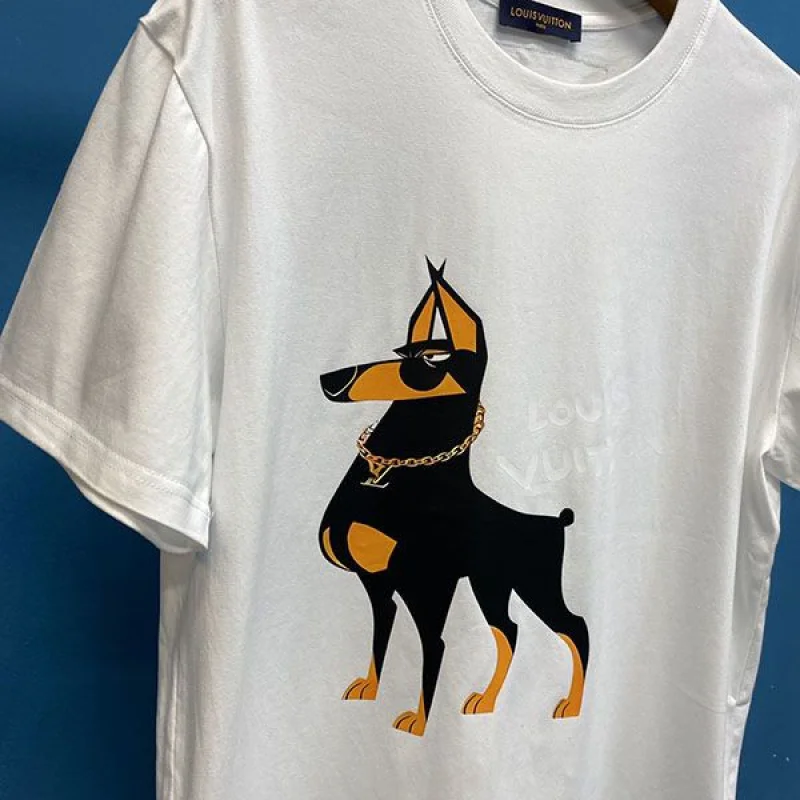 プレゼント最適 ルイヴィトン 半袖 コピー コットン ロゴ Tシャツ vuq17830