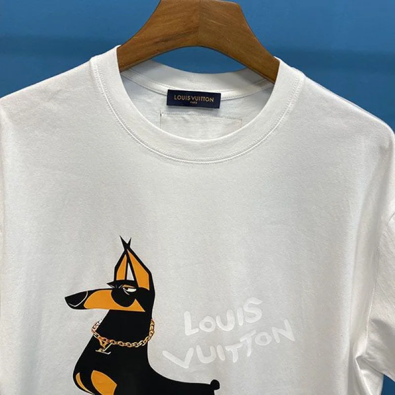 プレゼント最適 ルイヴィトン 半袖 コピー コットン ロゴ Tシャツ vuq17830