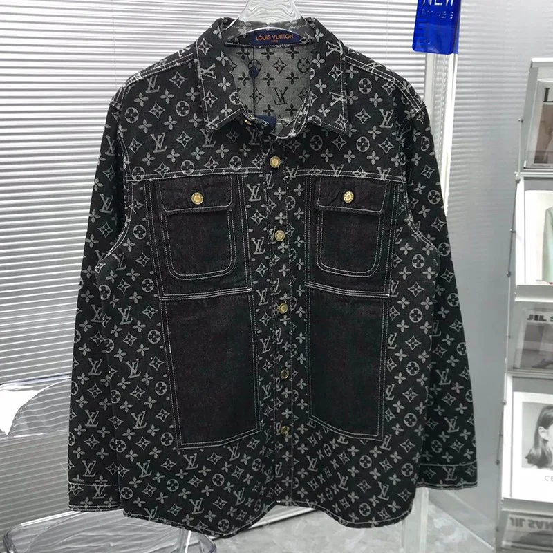 可愛いルイヴィトン ストライプ モノグラム デニムシャツ コピー vur92367