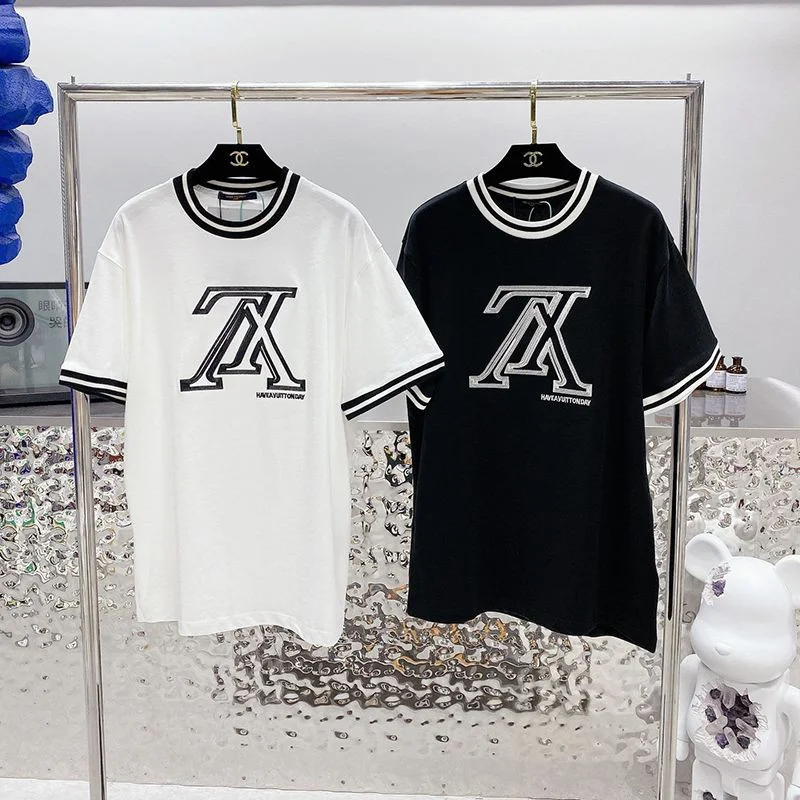 《大人気》ルイヴィトン Tシャツ パロディ トップス ブラック/ホワイト vuw84767