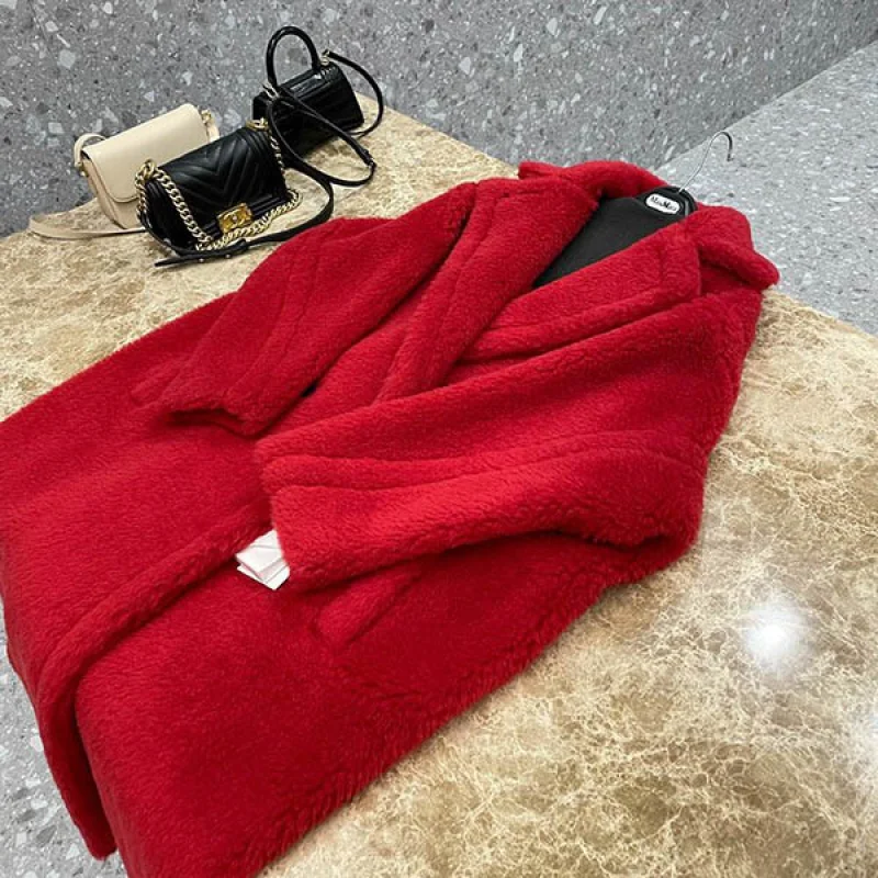 一目惚れ♪マックスマーラ TEDDY テディベア 偽物 アイコンコート レッド man33365