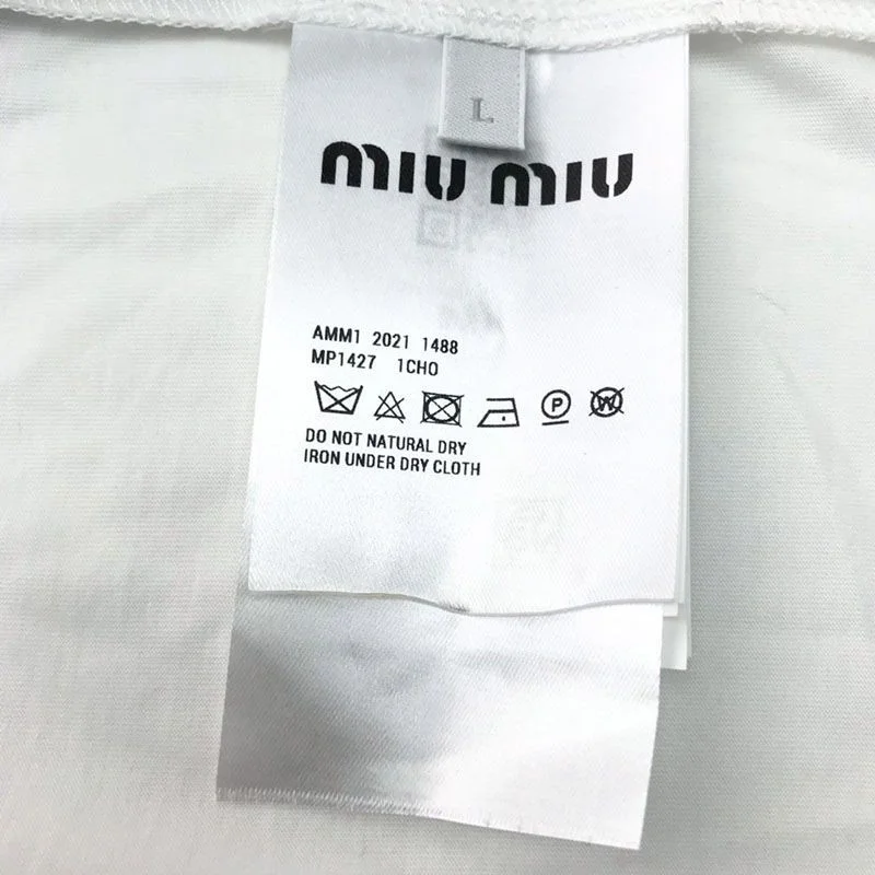 送料込ミュウミュウ コピー★クリスタル クロップドコットンTシャツ MJL8161V6FF0009